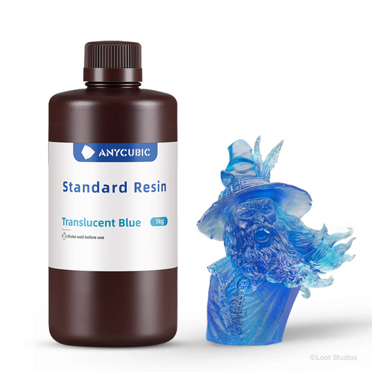 Translucent blue Anycubic standard Resin 1L - Standard resin til din SLA 3D printer fra 3D Saga