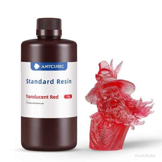 Translucent red Anycubic standard Resin 1L - Standard resin til din SLA 3D printer fra 3D Saga