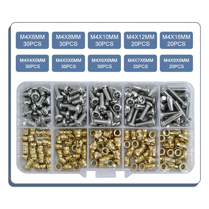 Knurled insert nuts med skruer KIT - 3D Print tilbehør