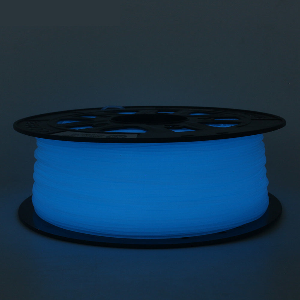 Glow in the dark blue PLA-ST filament fra 3D Saga