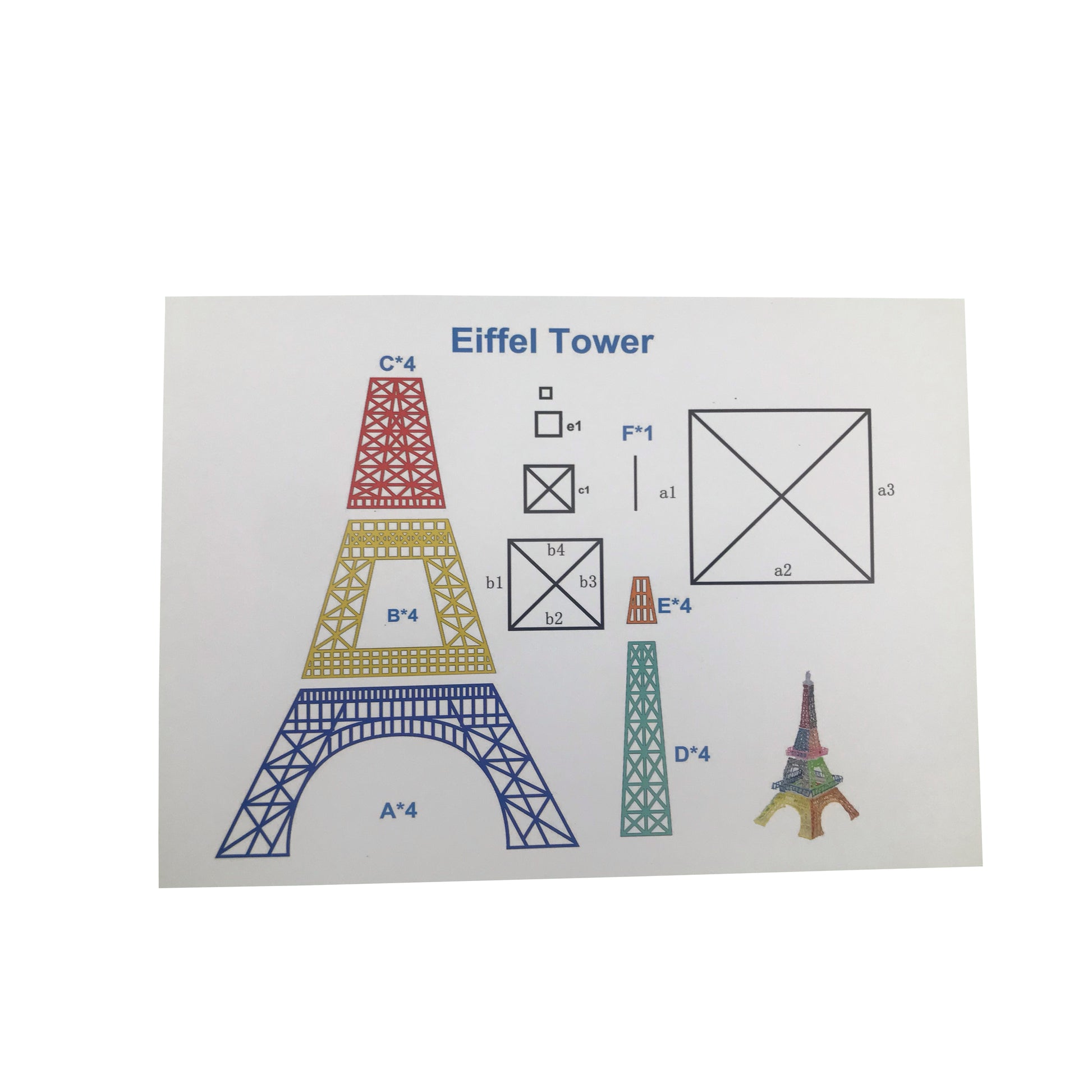 Eiffel tårnet Skabeloner til 3D pen (30 illustrationer) - Tilbehør til 3D Print