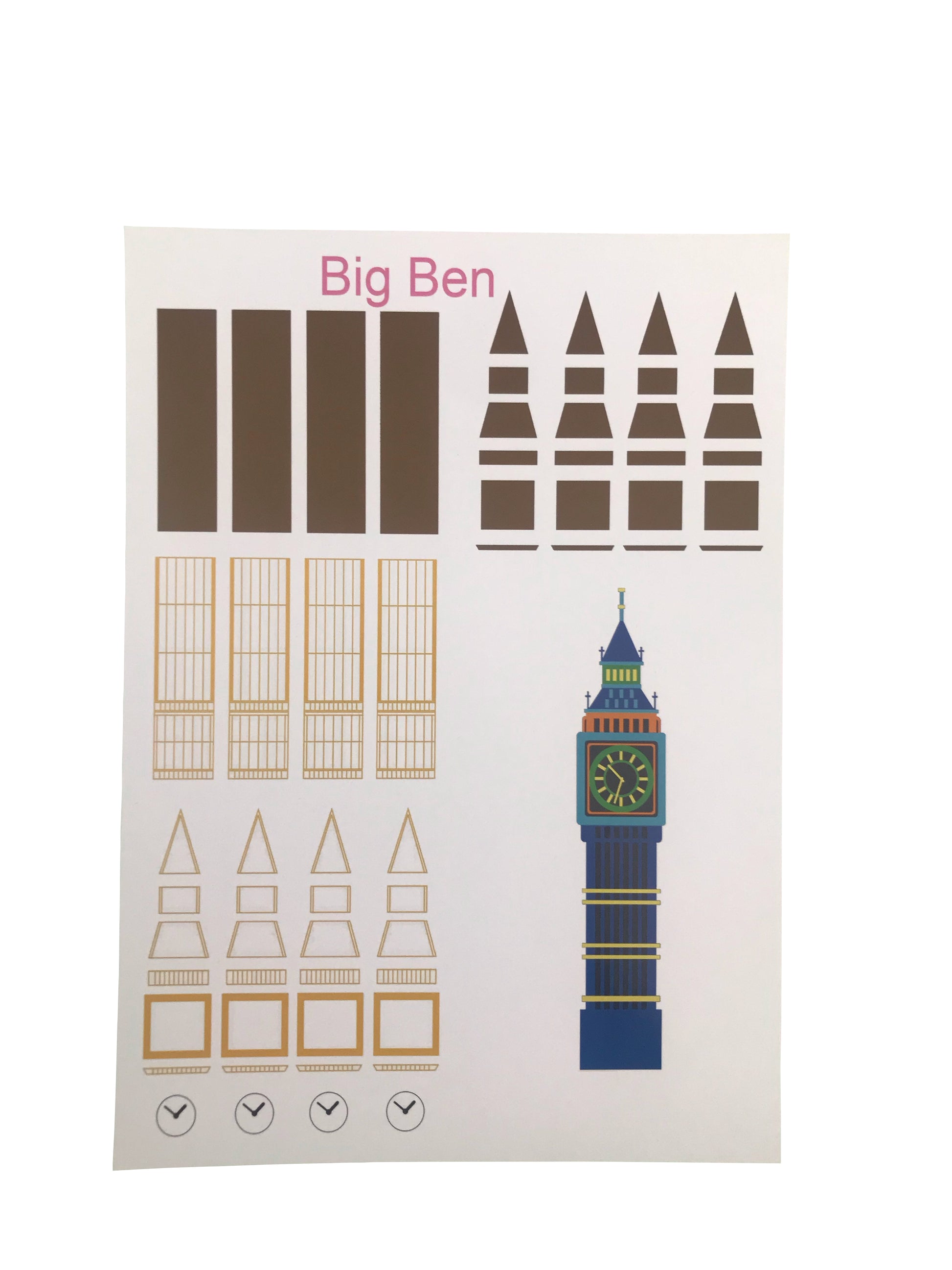 Big Ben Skabeloner til 3D pen (30 illustrationer) - Tilbehør til 3D Print