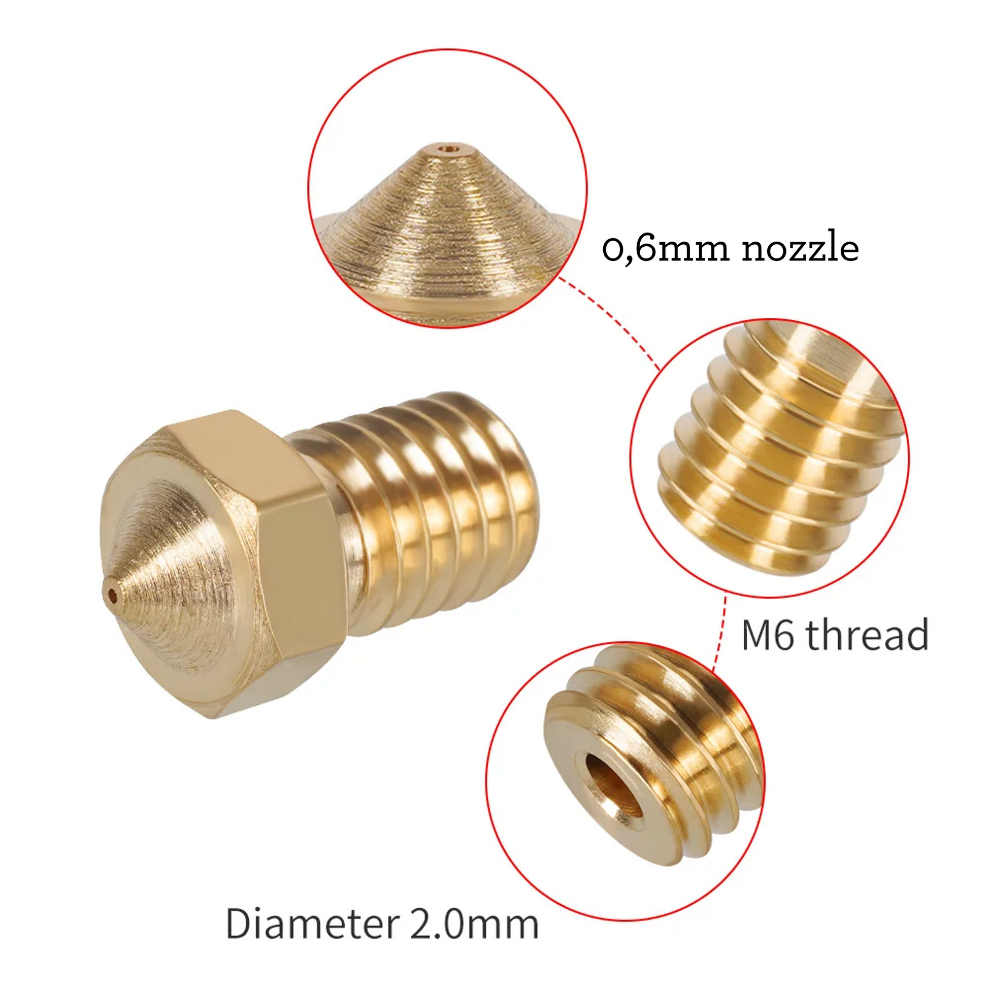 V5 V6 nozzle - Tilbehør til din 3D Printer